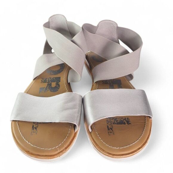 Sorel Ella Leather Open Toe Flat Strappy Sandals Silver NL3202-034 Women's 9.5 - Picture 3 of 11